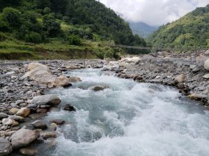 Rocky river through the Himalayas showing Nepal's hydropower potential