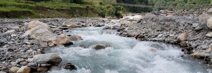 Rocky river through the Himalayas showing Nepal's hydropower potential